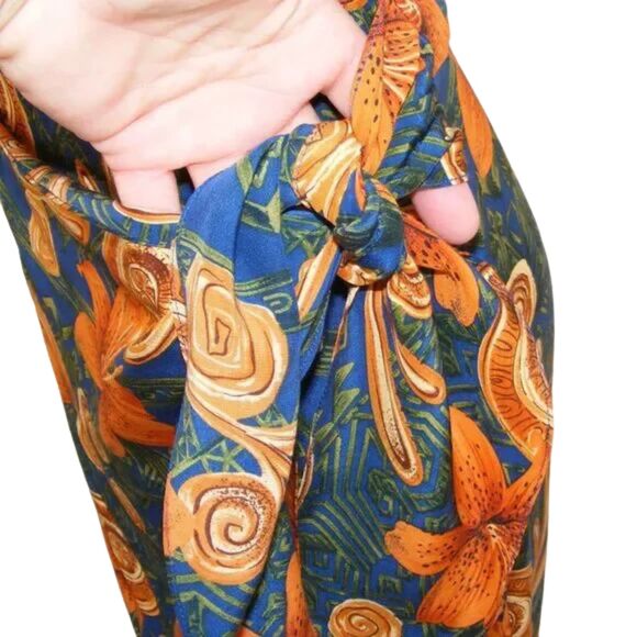 Vintage Spencer Jeremy Dress, 6, Silk, Multicolor, Polynesian, Ties on Hip - Picture 5 of 13